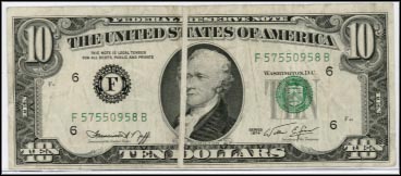 Fr# 2022  1974 FB $10 Gutter Fold MAIN