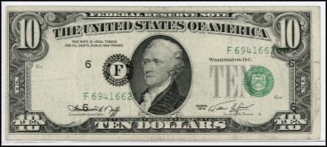 Fr# 2022  1974 FB $10 Misaligned Overprints MAIN