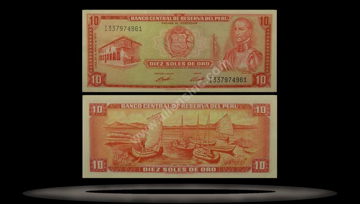 Peru Banknote, 10 Soles de Oro, 20.6.1969, P#100a MAIN