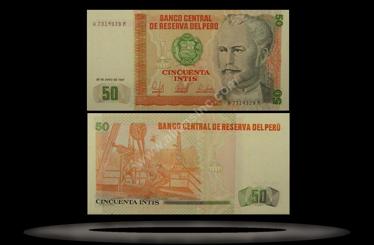 Peru Banknote, 50 Intis, 26.6.1987, P#131b MAIN