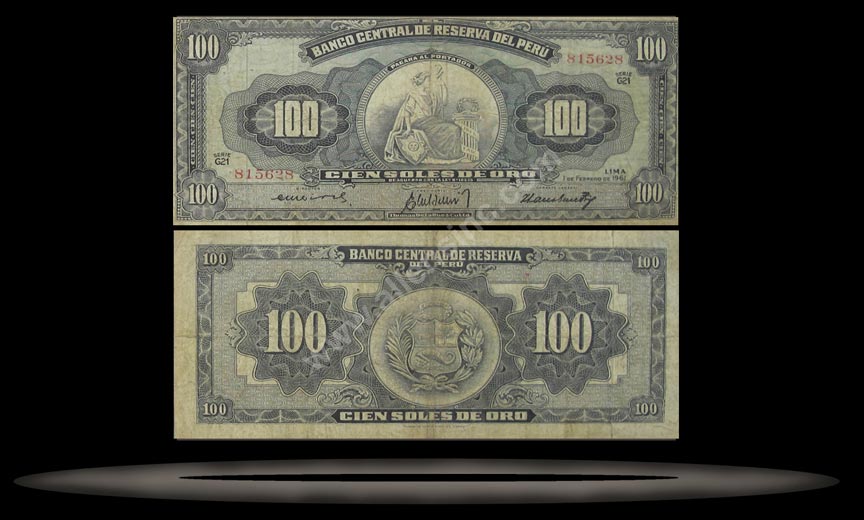 Peru Banknote, 100 Soles, 13.5.1959, P#79b MAIN