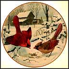 Cardinal Picking Berries Collector Plate by Anthony Rudisill MAIN