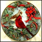 Cardinals In The Holly Collector Plate by Theresa Pantowicz MAIN