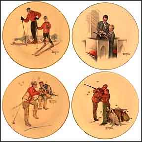 Four Seasons - Dad's Boys - Set of 4 Collector Plate by Norman Rockwell MAIN