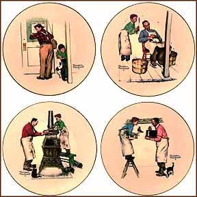 Four Seasons - A Helping Hand - Set of 4 Collector Plate by Norman Rockwell MAIN