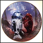 R2-D2 And Wicket On The Moon Of Endor Collector Plate by Thomas Blackshear MAIN