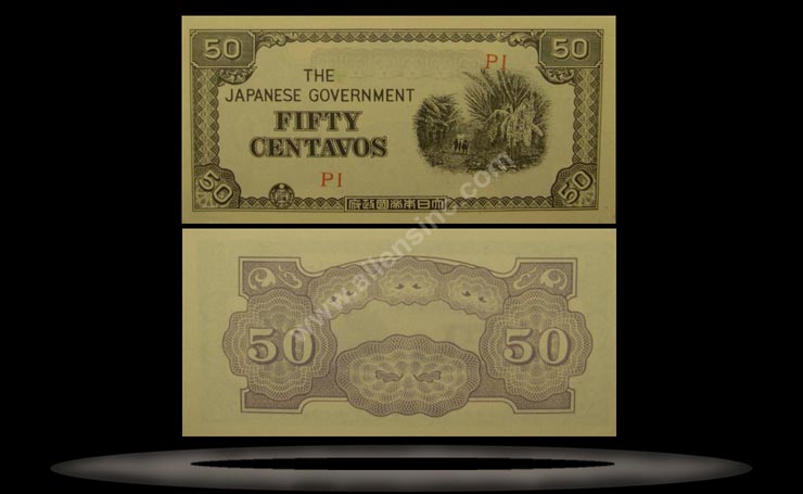 Japanese Occupation of Philippines Banknote, 50 Centavos, ND (1942), P#105b MAIN