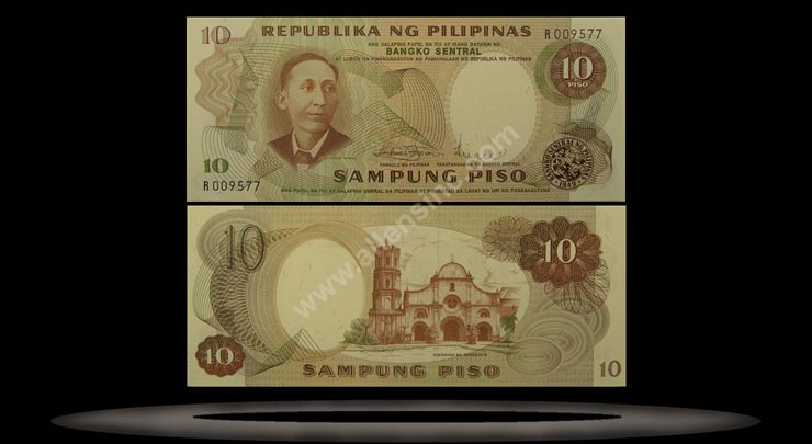Philippines Banknote, 10 Piso, ND (1969), P#144b MAIN