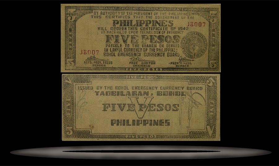 Bohol, Philippines Banknote, 5 Pesos, 1942, P#136g MAIN