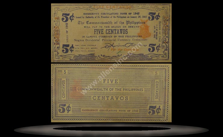 Island of Negros, Philippines Banknote, 5 Centavos, 26.1.1942, P#641 MAIN