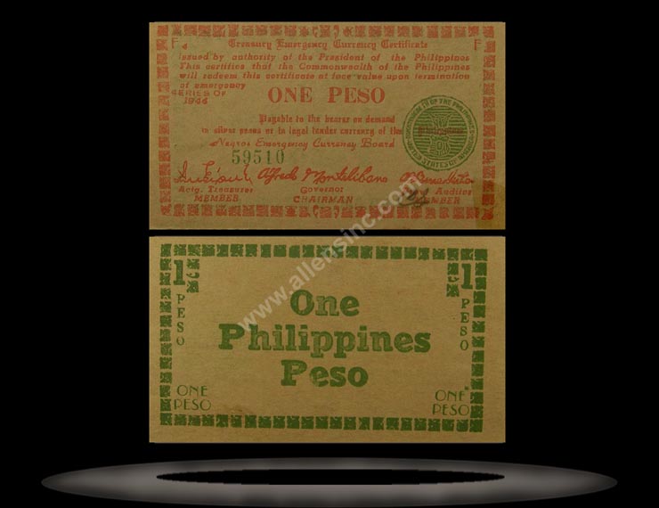 Island of Negros, Philippines Banknote, 1 Peso, 1944, P#672 MAIN