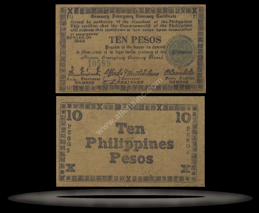 Island of Negros, Philippines Banknote, 10 Pesos, 1944, P#677a MAIN