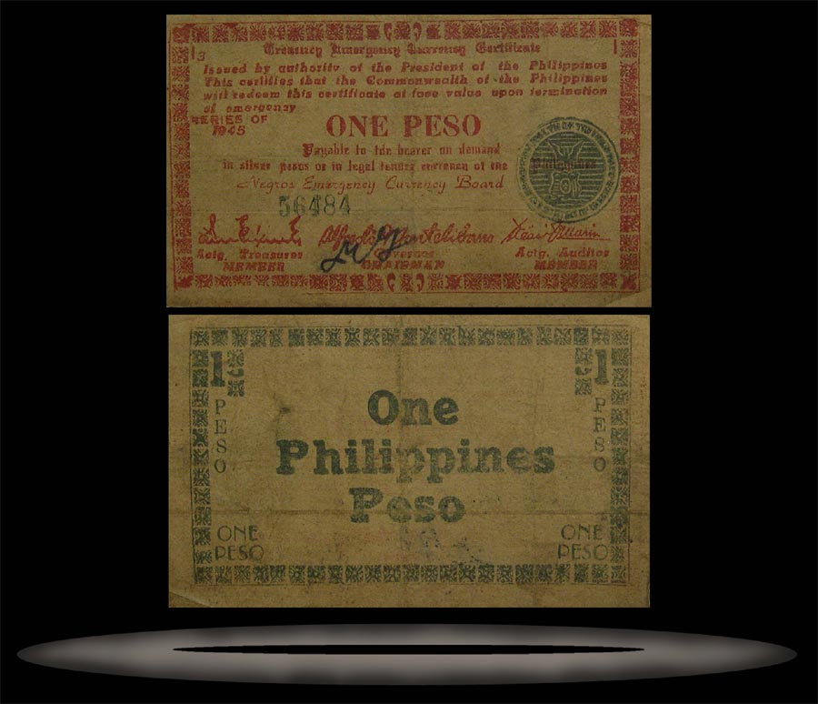 Island of Negros, Philippines Banknote, 1 Peso, 1945, P#681 MAIN