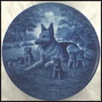 German Shepherd with Puppies Collector Plate by Toni Schoener MAIN