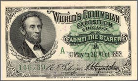 World's Columbian Expo Ticket, Chicago - Lincoln, Illinois MAIN
