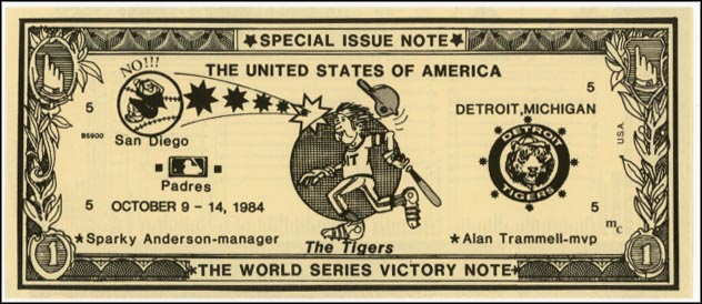 Detroit Tigers World Series Victory Note, Michigan MAIN