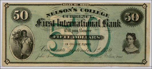 Nelson's College Currency, First International Bank, Cincinnati, Ohio MAIN