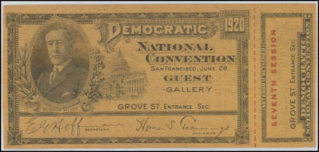 Democratic National Convention Guest Ticket, with stub, San Francisco, California MAIN