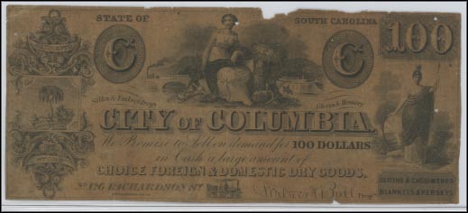 City of Columbia Dry Goods Ad Note, South Carolina MAIN