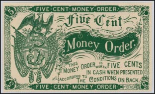 Five Cent Money Order - unissued, United States MAIN