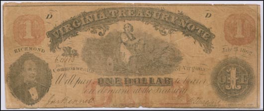 Virginia Treasury Note, Richmond, Virginia MAIN