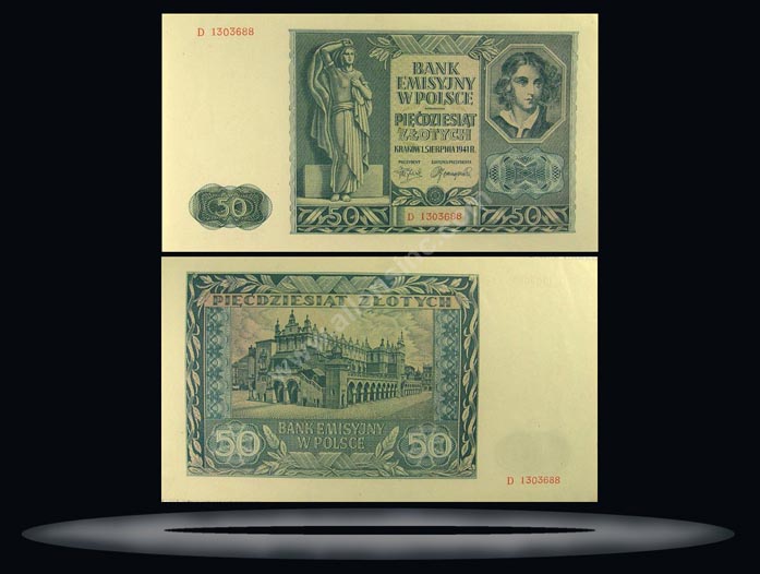 Poland Banknote, 50 Zlotych, 1.8.1941, P#102 MAIN