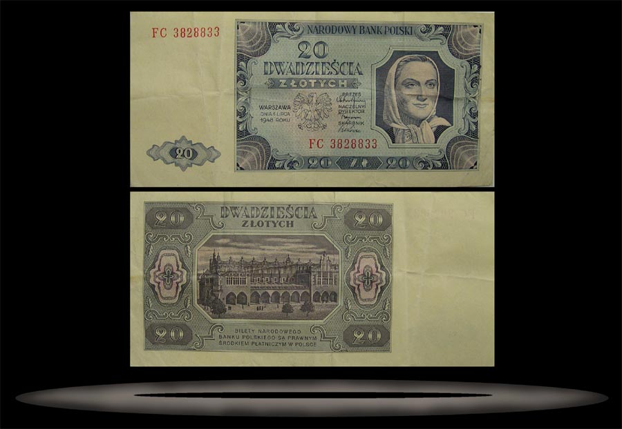 Poland Banknote, 20 Zlotych, 1.7.1948, P#137 MAIN