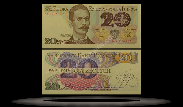 Poland Banknote, 20 Zlotych, 1.6.1982, P#149a MAIN