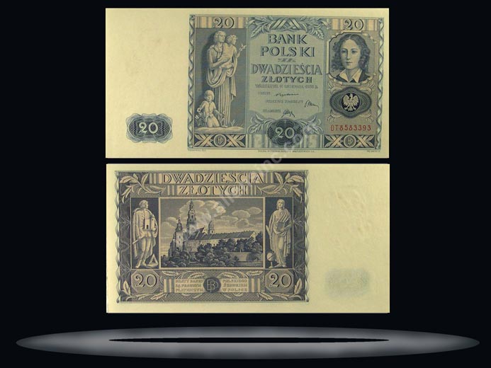 Poland Banknote, 20 Zlotych, 11.11.1936, P#77 MAIN