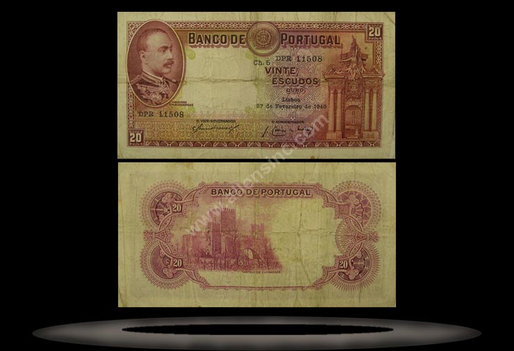 Portugal Banknote, 20 Escudos, 27.2.1940, P#143 MAIN