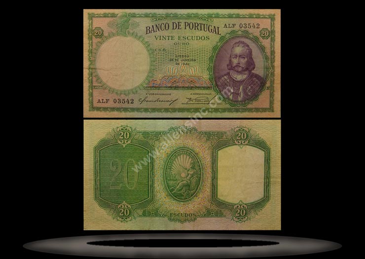 Portugal Banknote, 20 Escudos, 28.1.1941, P#153a MAIN
