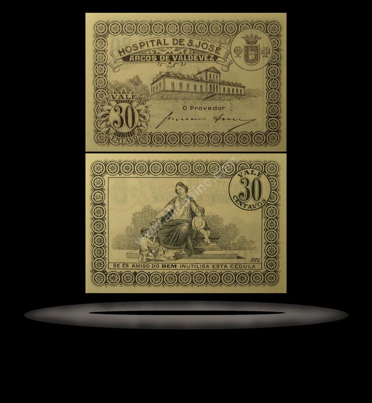 Arcos de Valdevez, Hospital de S. Jose, Portugal Banknote, 30 Centavos, P#4 MAIN