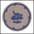 Deer And Fawn - Blue on White Jasper Collector Plate MAIN