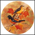 Baltimore Orioles Among The Autumn Leaves Collector Plate by Russell Cobane MAIN