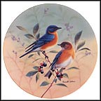 Bluebirds In A Blueberry Bush Collector Plate by Russell Cobane MAIN