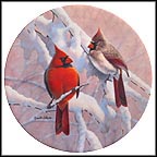 Cardinals On A Snowy Branch Collector Plate by Russell Cobane MAIN