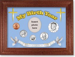 1978 'Children are a Gift from the Lord' My Birth Year Coin Gift Set with a blue background and cherry frame THUMBNAIL