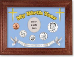 1979 'Children are a Gift from the Lord' My Birth Year Coin Gift Set with a blue background and cherry frame THUMBNAIL