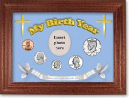 1983 'Children are a Gift from the Lord' My Birth Year Coin Gift Set with a blue background and cherry frame THUMBNAIL