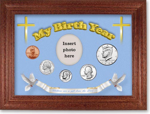 1995 'Children are a Gift from the Lord' My Birth Year Coin Gift Set with a blue background and cherry frame MAIN