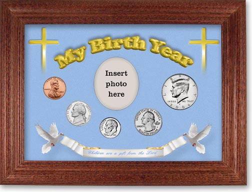 2004 'Children are a Gift from the Lord' My Birth Year Coin Gift Set with a blue background and cherry frame MAIN