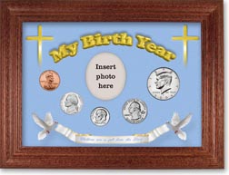 2004 'Children are a Gift from the Lord' My Birth Year Coin Gift Set with a blue background and cherry frame THUMBNAIL