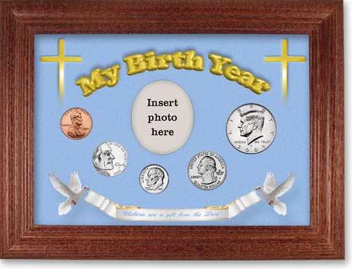 2005 'Children are a Gift from the Lord' My Birth Year Coin Gift Set with a blue background and cherry frame MAIN