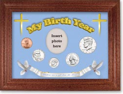 2013 'Children are a Gift from the Lord' My Birth Year Coin Gift Set with a blue background and cherry frame THUMBNAIL