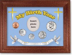 2017 'Children are a Gift from the Lord' My Birth Year Coin Gift Set with a blue background and cherry frame THUMBNAIL