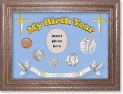1939 'Children are a Gift from the Lord' My Birth Year Coin Gift Set with a blue background and dark oak frame THUMBNAIL