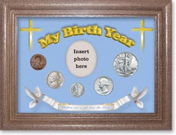 1941 'Children are a Gift from the Lord' My Birth Year Coin Gift Set with a blue background and dark oak frame THUMBNAIL