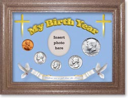 1969 'Children are a Gift from the Lord' My Birth Year Coin Gift Set with a blue background and dark oak frame THUMBNAIL