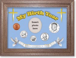 1970 'Children are a Gift from the Lord' My Birth Year Coin Gift Set with a blue background and dark oak frame THUMBNAIL