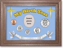 1983 'Children are a Gift from the Lord' My Birth Year Coin Gift Set with a blue background and dark oak frame THUMBNAIL